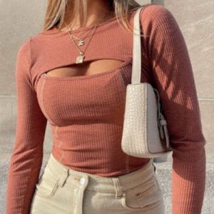 Long sleeve rust bodysuit